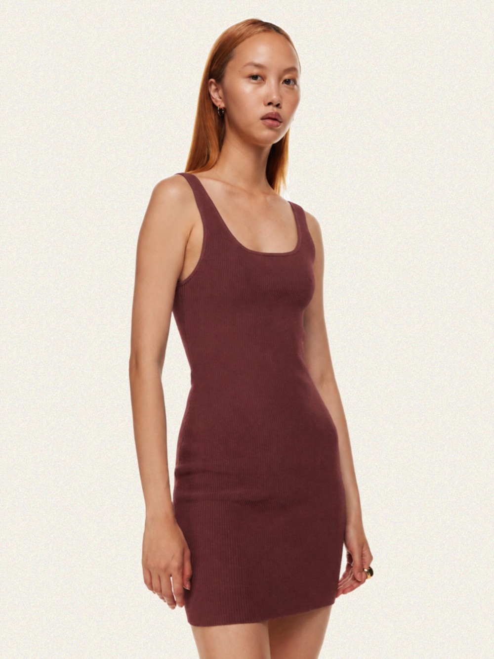 Babaton Sculpt Knit Squareneck Mini Dress
